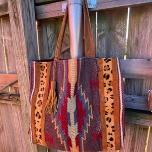 Chloe & Lex Wool Bohemian Multicolor Tote Bag